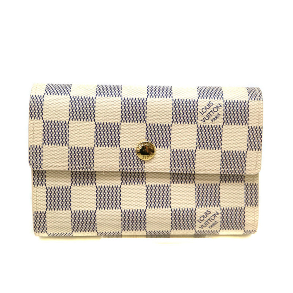 Louis Vuitton Canvas Wallet Portefeuille White Damier Azur Alexandra